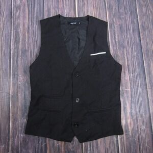 HIEND Vest Mens 2XL Black 3 Piece 3-Button Formal Suit Waistcoat Belted